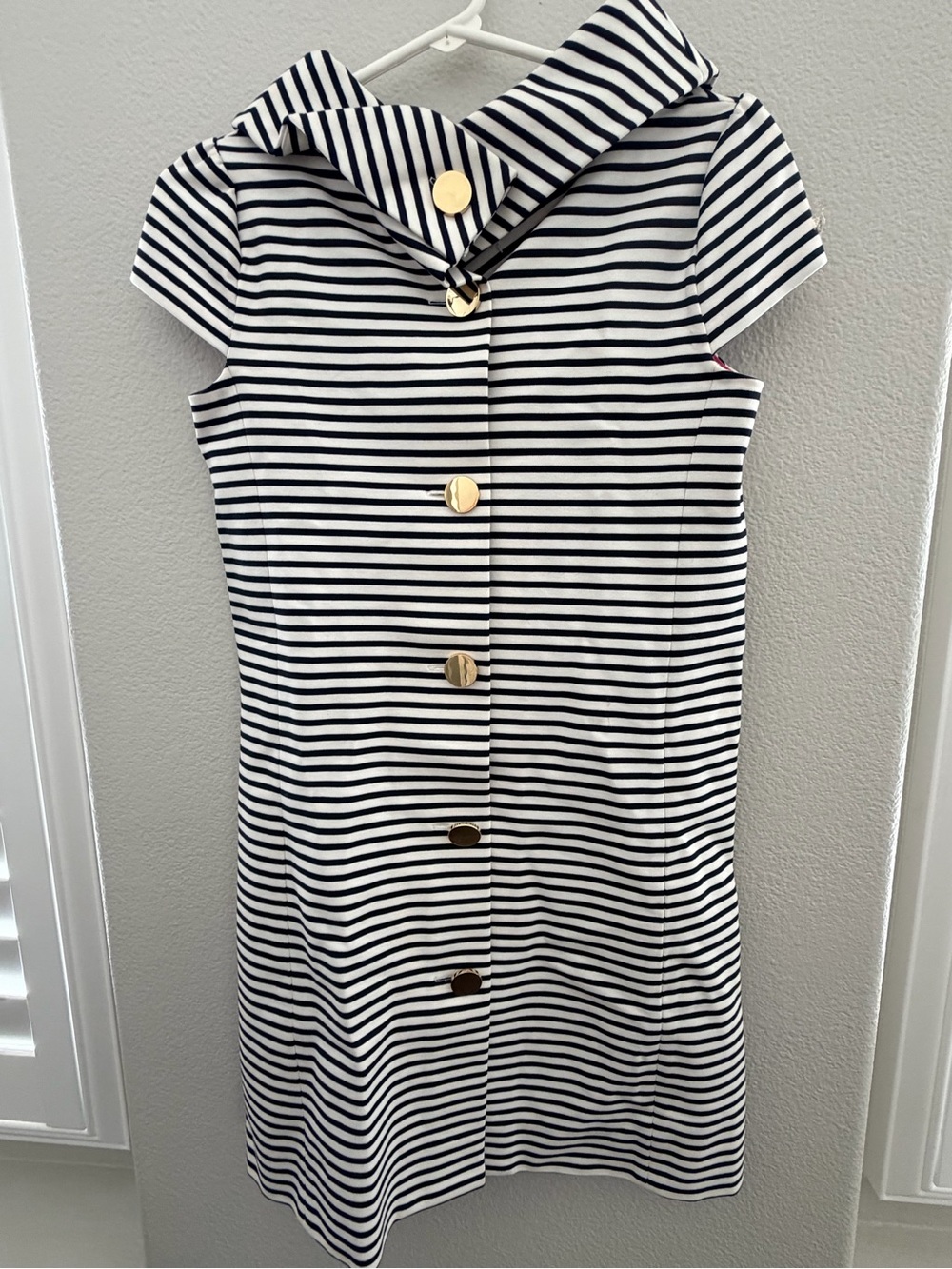 Kate Spade Striped Navy & White Sailor Collar Button-Front Dress